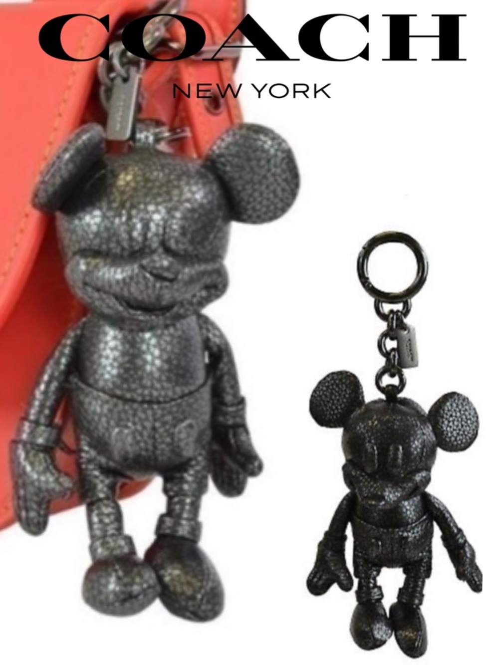 Coach Glovetanned Leather Mickey Doll Keychain NWT - Picture 1 of 7